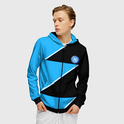 Толстовка 3D на молнии мужская Napoli fc geometry blue, цвет: 3D-черный — фото 2