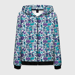 Толстовка 3D на молнии мужская Граффити крючок и петля, цвет: 3D-черный