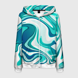 Мужская толстовка на молнии Кислотно синий белый мраморный фон
