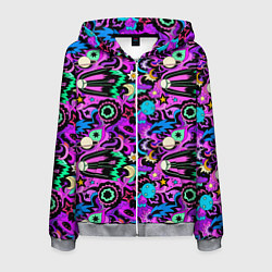 Толстовка 3D на молнии мужская Мультяшный космос, цвет: 3D-меланж