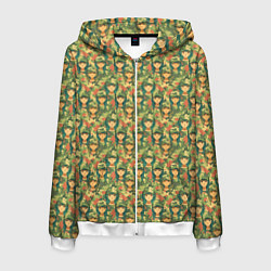 Толстовка 3D на молнии мужская Камуфляжный узор с девушками в военной форме, цвет: 3D-белый