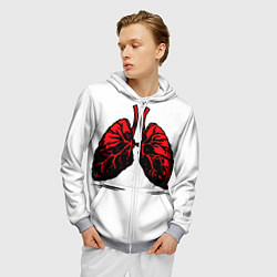 Толстовка 3D на молнии мужская Красные абстрактные легкие, цвет: 3D-меланж — фото 2