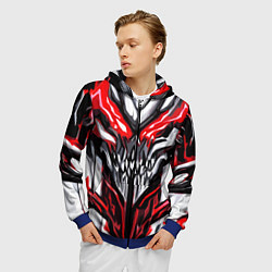 Толстовка 3D на молнии мужская Абстрактный красный череп, цвет: 3D-синий — фото 2