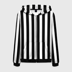 Толстовка 3D на молнии мужская Вертикальные черно белые полосы, цвет: 3D-черный