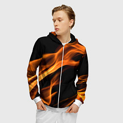 Толстовка 3D на молнии мужская Языки пламени текстура, цвет: 3D-белый — фото 2
