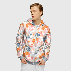 Толстовка 3D на молнии мужская Паттерн узор листьев, цвет: 3D-меланж — фото 2