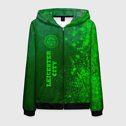 Толстовка 3D на молнии мужская Leicester City - green gradient по-вертикали, цвет: 3D-черный