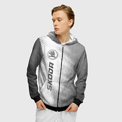 Толстовка 3D на молнии мужская Skoda - white gradient по-вертикали, цвет: 3D-черный — фото 2