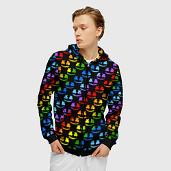 Толстовка 3D на молнии мужская Marshmello dj colors, цвет: 3D-черный — фото 2