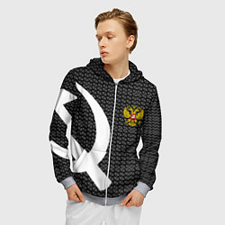 Толстовка 3D на молнии мужская Россия паттерн ссср, цвет: 3D-меланж — фото 2