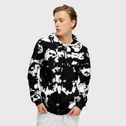 Толстовка 3D на молнии мужская Все рэперы черно белый, цвет: 3D-черный — фото 2