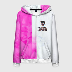 Мужская толстовка на молнии Game over pink abstraction