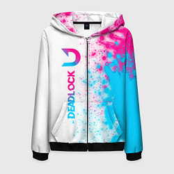 Толстовка 3D на молнии мужская Deadlock neon gradient style по-вертикали, цвет: 3D-черный