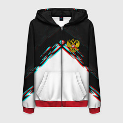 Мужская толстовка на молнии Краски глитч герб РФ