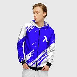 Толстовка 3D на молнии мужская Half life белые краски, цвет: 3D-черный — фото 2