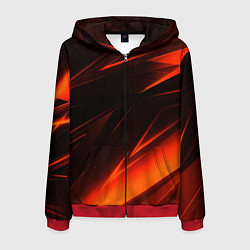 Толстовка 3D на молнии мужская Geometry orange stripes, цвет: 3D-красный