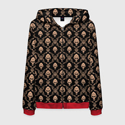 Толстовка 3D на молнии мужская Череп - паттерн, цвет: 3D-красный