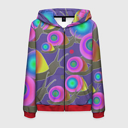 Толстовка 3D на молнии мужская Разноцветные улитки - паттерн с градиентом, цвет: 3D-красный