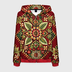 Толстовка 3D на молнии мужская Русские классические узоры и орнамент, цвет: 3D-красный