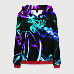 Толстовка 3D на молнии мужская Неоновый дым текстура, цвет: 3D-красный