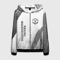 Толстовка 3D на молнии мужская Manchester United - white gradient вертикально, цвет: 3D-черный