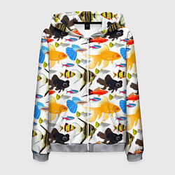 Мужская толстовка на молнии Аквариумные рыбки паттерн