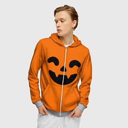 Толстовка 3D на молнии мужская Весёлая тыква верх, цвет: 3D-меланж — фото 2