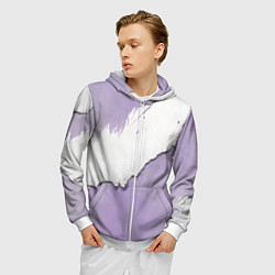 Толстовка 3D на молнии мужская Штукатурка и лавандовая краска, цвет: 3D-белый — фото 2