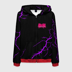 Толстовка 3D на молнии мужская Tekken storm neon, цвет: 3D-красный