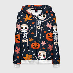 Мужская толстовка на молнии Скелеты с листьями