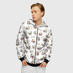 Толстовка 3D на молнии мужская Черепки, цвет: 3D-черный — фото 2