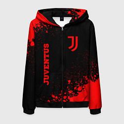 Толстовка 3D на молнии мужская Juventus - red gradient вертикально, цвет: 3D-черный