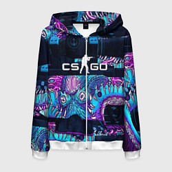 Толстовка 3D на молнии мужская CS GO neon blob, цвет: 3D-белый