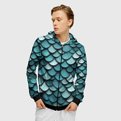 Толстовка 3D на молнии мужская Чешуя, цвет: 3D-черный — фото 2