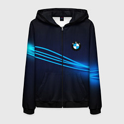 Толстовка 3D на молнии мужская BMW line blue, цвет: 3D-черный