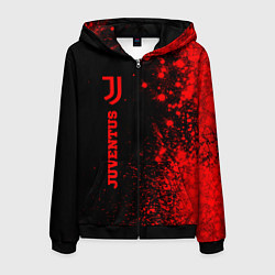 Толстовка 3D на молнии мужская Juventus - red gradient по-вертикали, цвет: 3D-черный