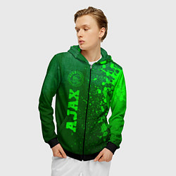 Толстовка 3D на молнии мужская Ajax - green gradient по-вертикали, цвет: 3D-черный — фото 2