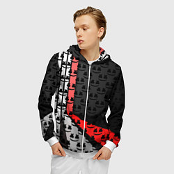 Толстовка 3D на молнии мужская Marshmello pattern, цвет: 3D-белый — фото 2