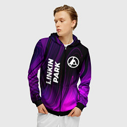 Толстовка 3D на молнии мужская Linkin Park 2024 violet plasma, цвет: 3D-черный — фото 2