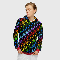 Толстовка 3D на молнии мужская Marshmello pattern neon, цвет: 3D-красный — фото 2