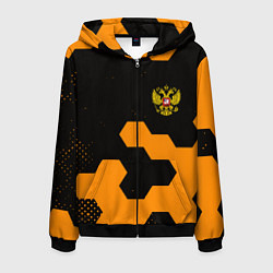 Толстовка 3D на молнии мужская Герф РФ соты броня, цвет: 3D-черный