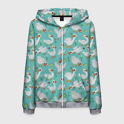 Толстовка 3D на молнии мужская Гусики, цвет: 3D-меланж