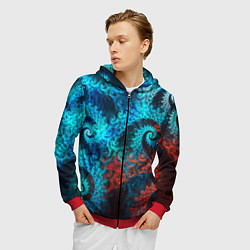 Толстовка 3D на молнии мужская Оптическая абстракция узор, цвет: 3D-красный — фото 2