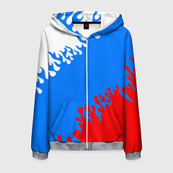 Толстовка 3D на молнии мужская Российская федерация - флаг, цвет: 3D-меланж