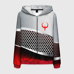 Толстовка 3D на молнии мужская Quake metal steel, цвет: 3D-красный