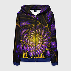 Толстовка 3D на молнии мужская Fractal illusion steel, цвет: 3D-синий