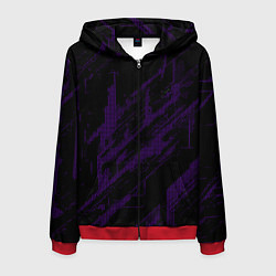 Толстовка 3D на молнии мужская Фиолетовые точки на чёрном фоне, цвет: 3D-красный