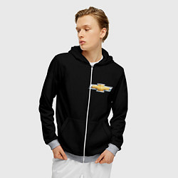 Толстовка 3D на молнии мужская Chevrolet logo, цвет: 3D-меланж — фото 2