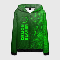 Мужская толстовка на молнии Demon Slayer - green gradient по-вертикали