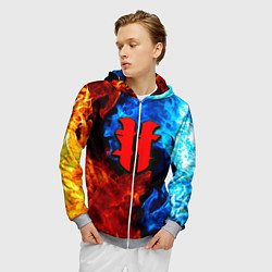 Толстовка 3D на молнии мужская Starcraft fire steel, цвет: 3D-меланж — фото 2